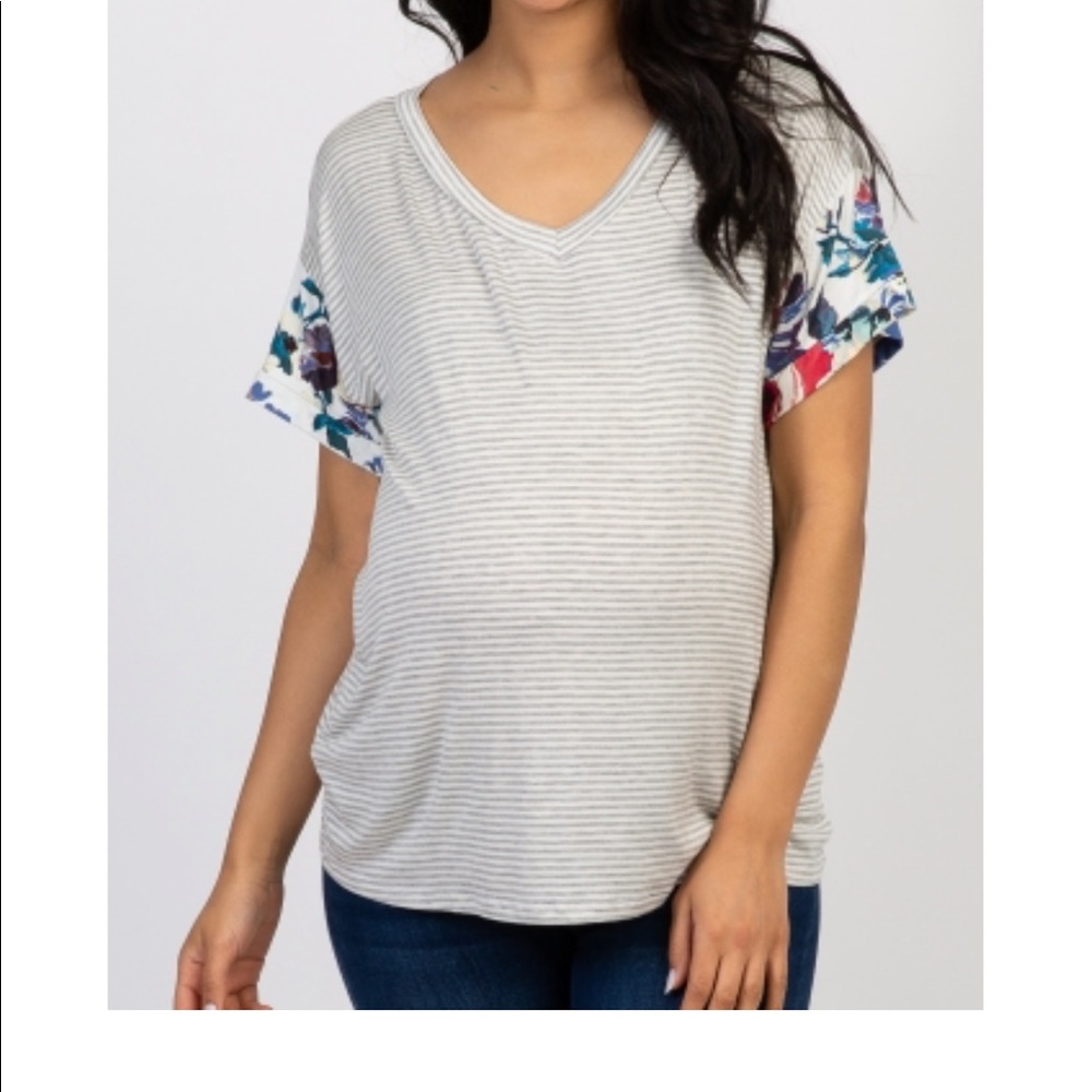 Ivory striped floral top